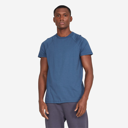 Camiseta Raglan Algodão Premium Masculina - Azul Indigo