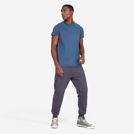 Camiseta Raglan Algodão Premium Masculina - Azul Indigo