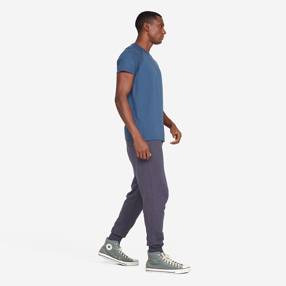 Camiseta Raglan Algodão Premium Masculina - Azul Indigo