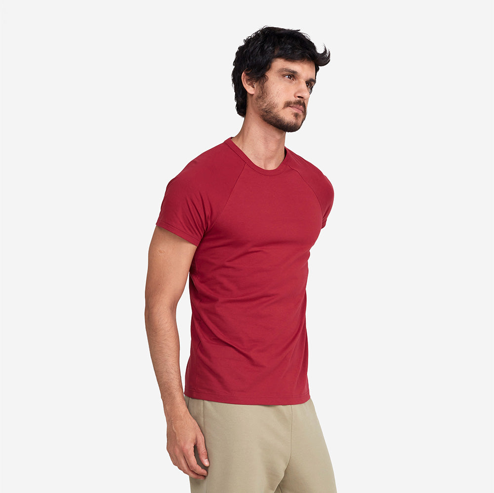 Camiseta Raglan Algodão Premium Masculina - Marsala