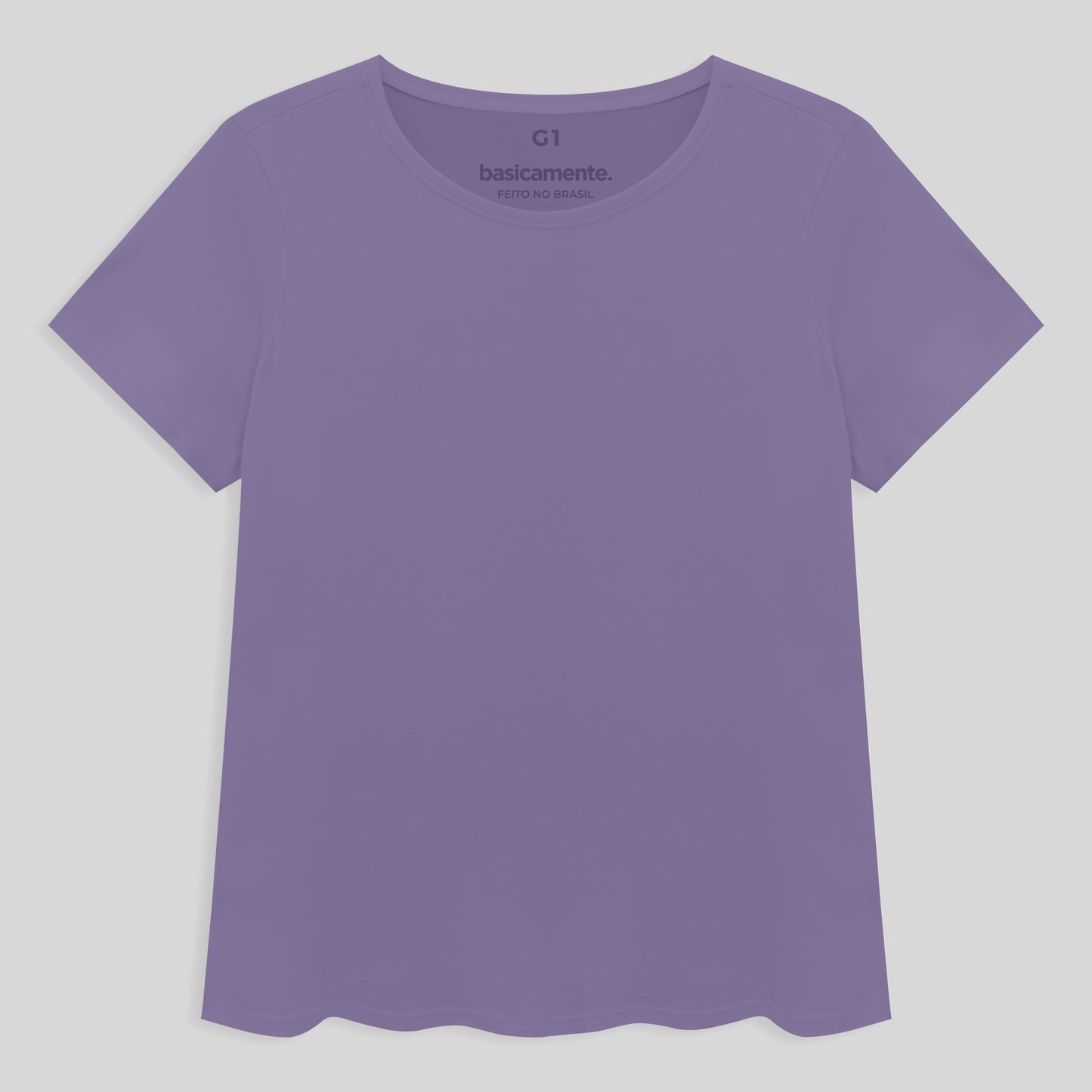Camiseta Cotton Slim Gola C Plus Feminino - Lilás