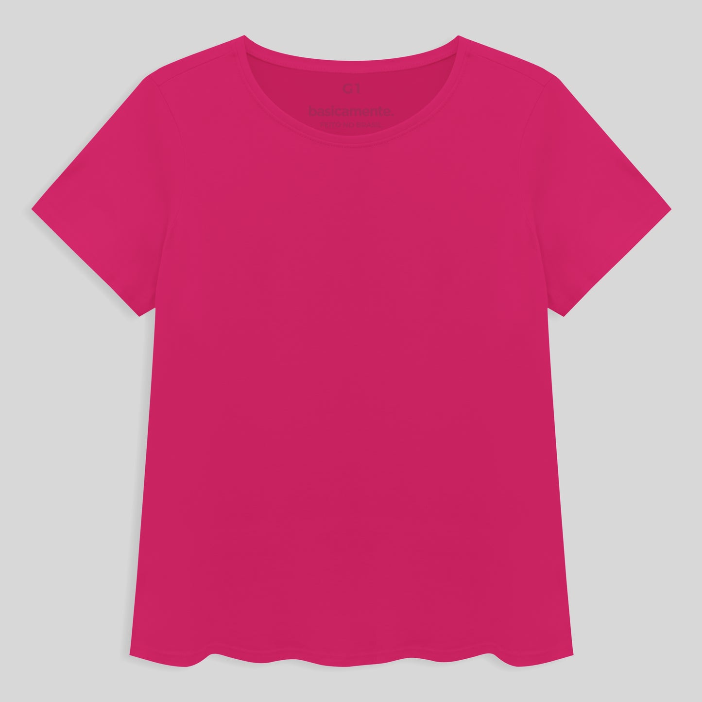 Camiseta Cotton Slim Gola C Plus Feminino - Pink