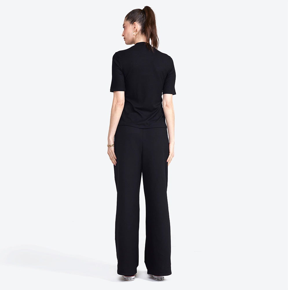 Blusa Canelada Gola Alta Feminina - Preto