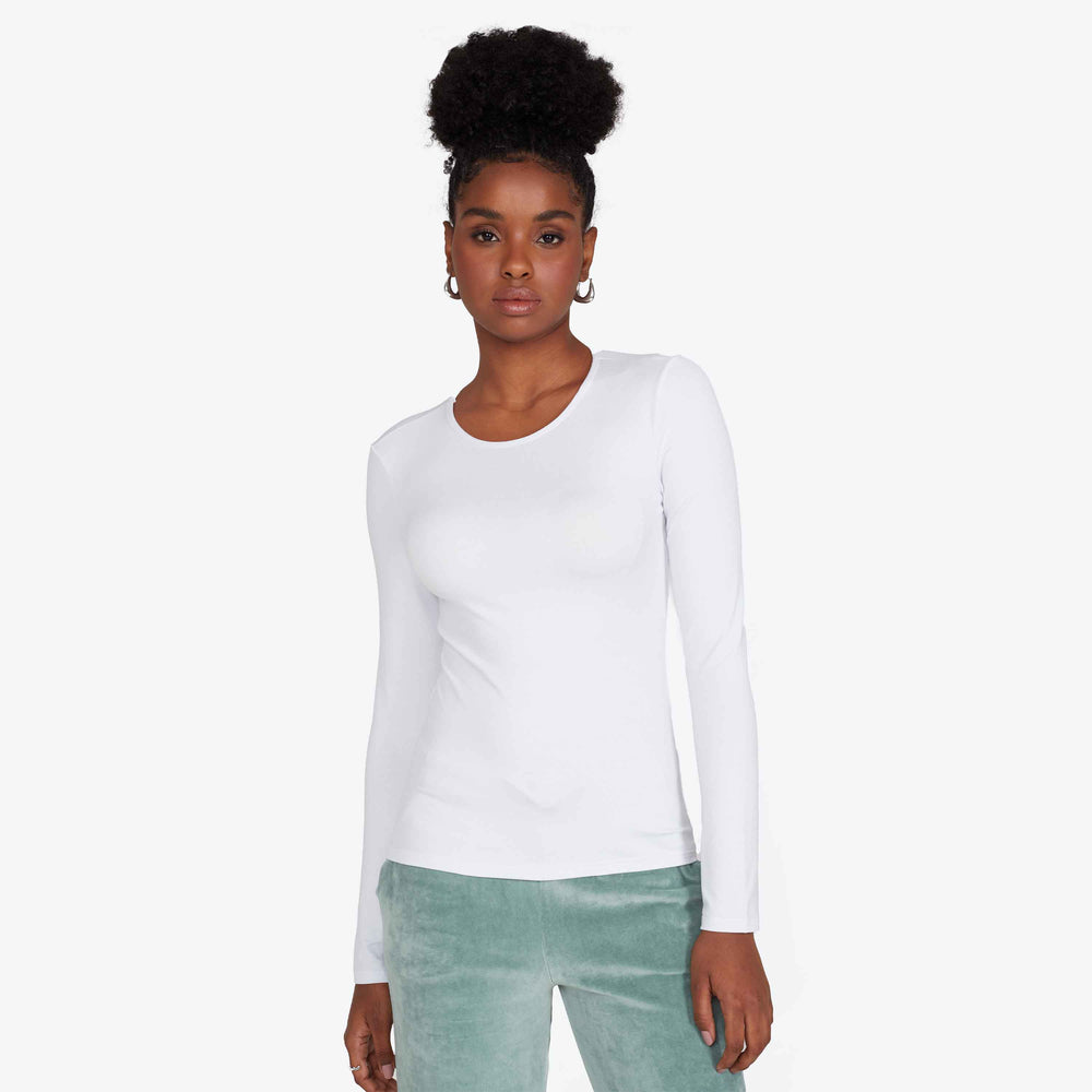Camiseta Manga Longa Viscose Feminina - Branco