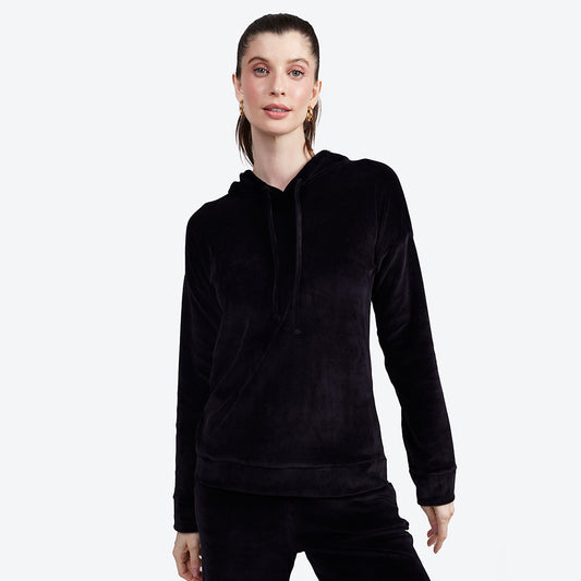 Blusa Capuz Plush Feminina - Preto