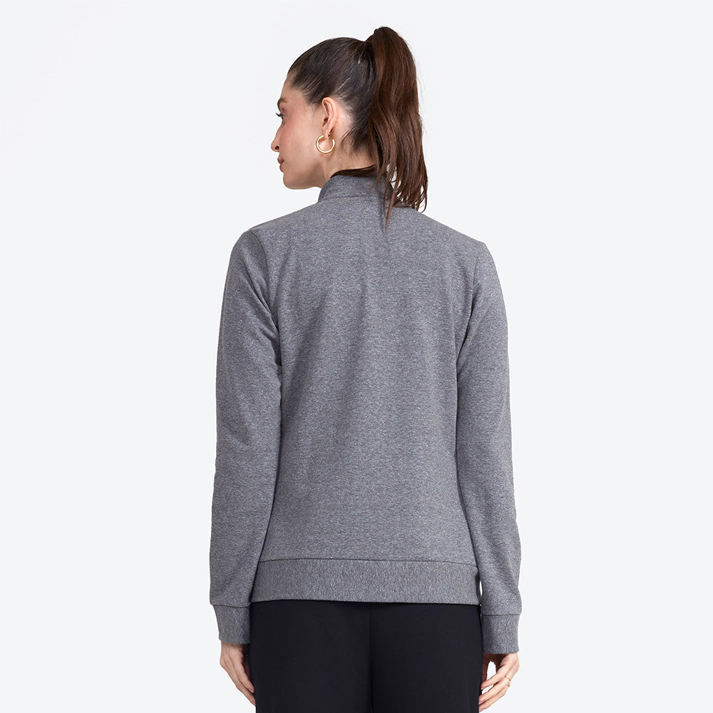 Jaqueta Moletom Comfort Feminina - Mescla Escuro