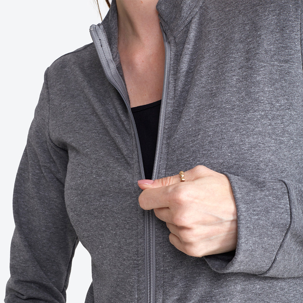 Jaqueta Moletom Comfort Feminina - Mescla Escuro