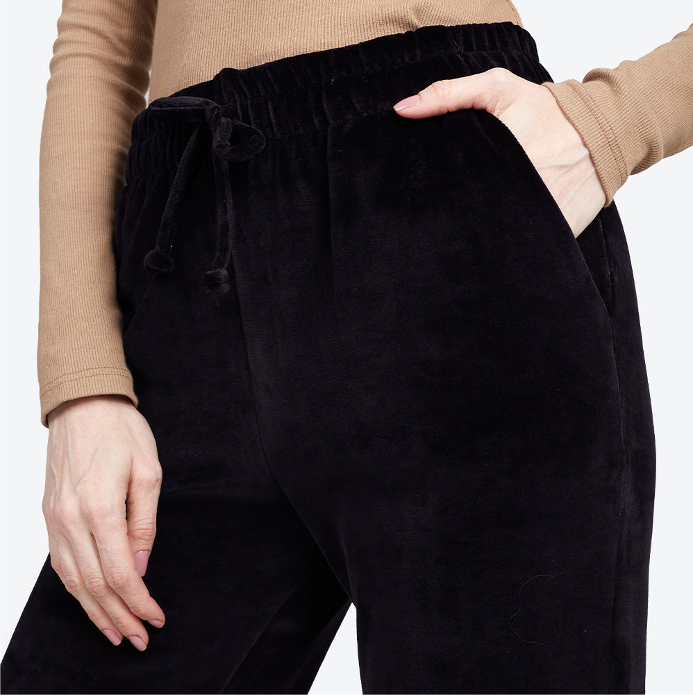 Calça Reta Plush Feminina - Preto