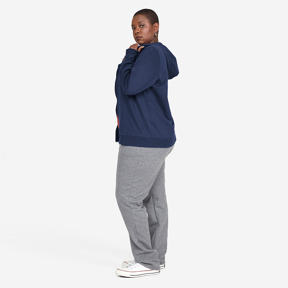 Jaqueta Moletom Flanelado Plus Feminina - Azul Marinho
