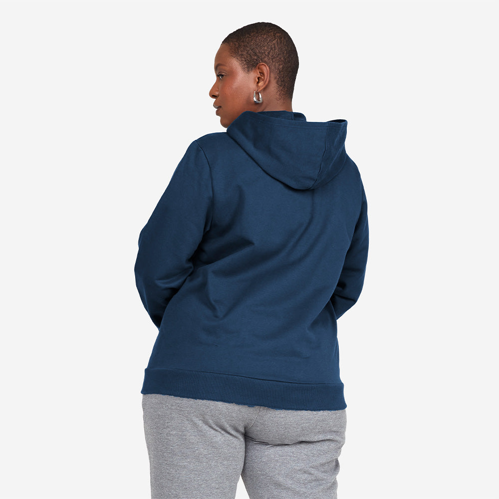 Jaqueta Moletom Flanelado Plus Feminina - Azul Marinho