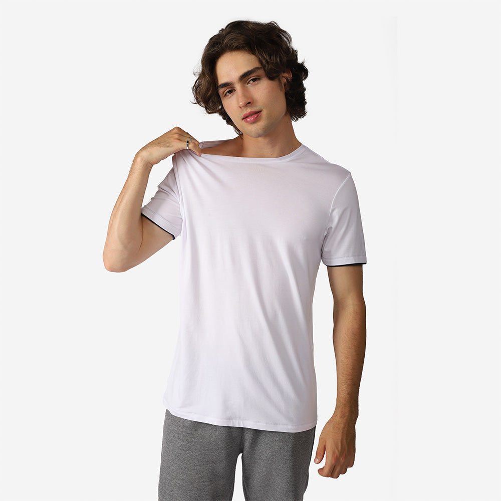 Camiseta Modal Friso Masculina - Branco