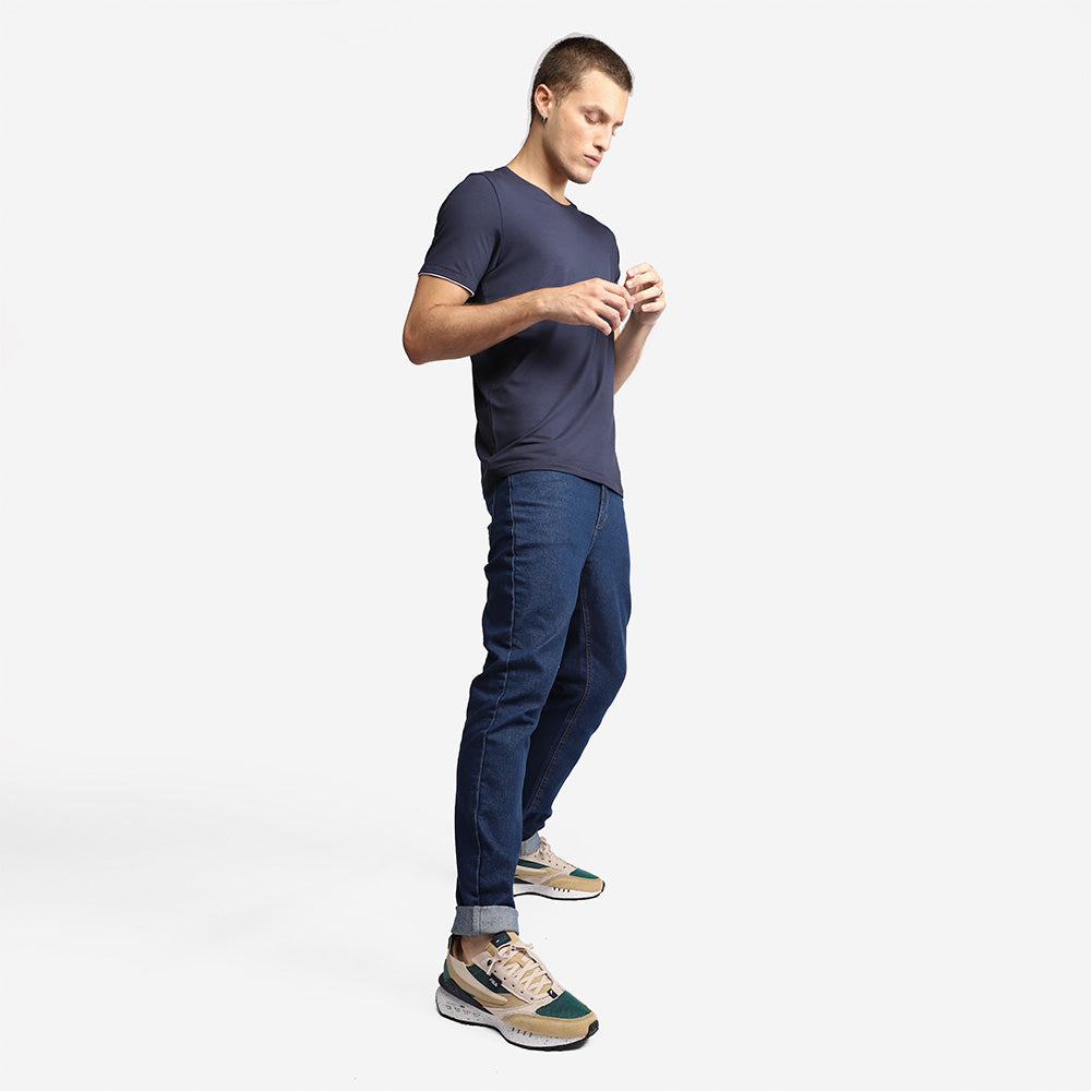 Camiseta Modal Friso Masculina - Azul Marinho