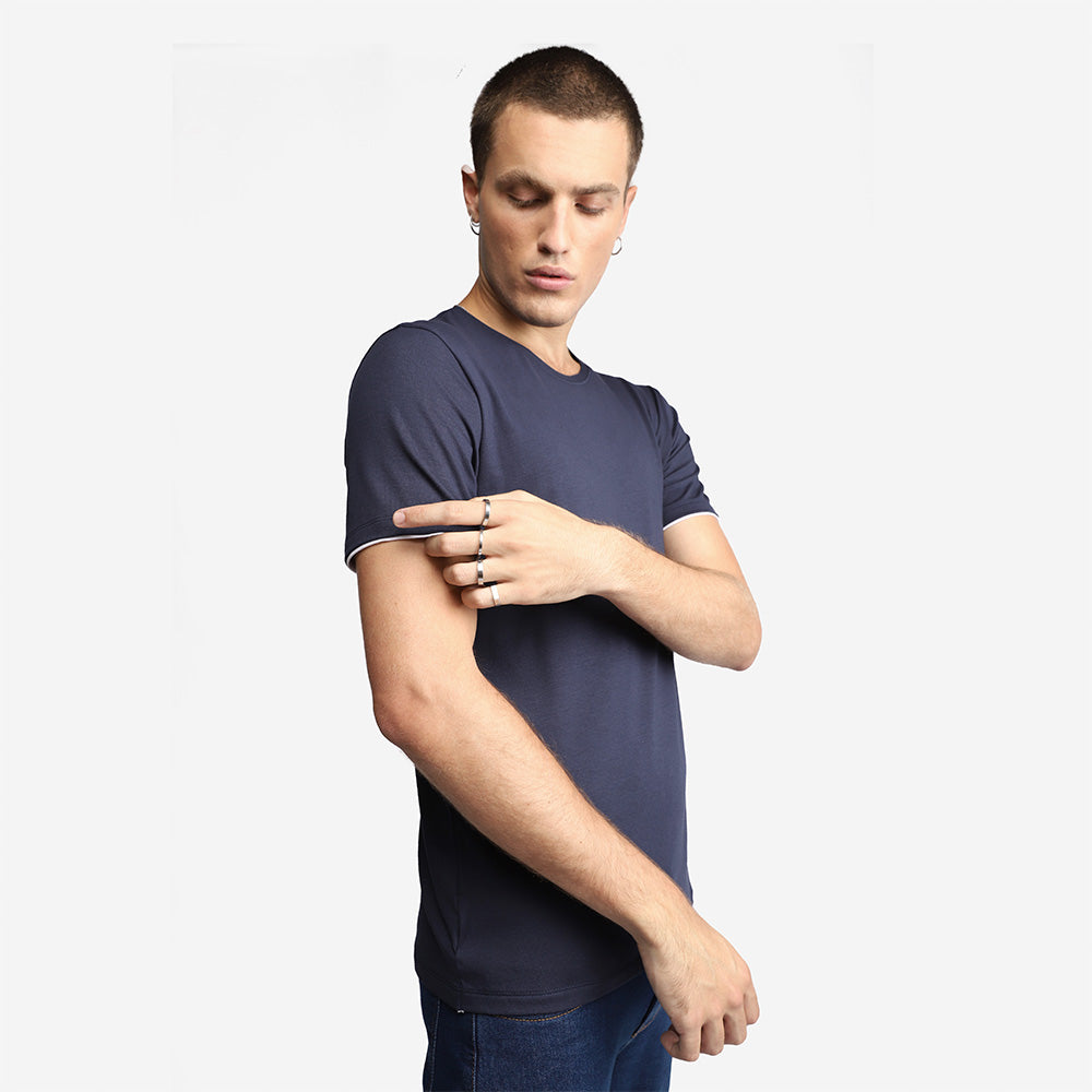 Camiseta Modal Friso Masculina - Azul Marinho