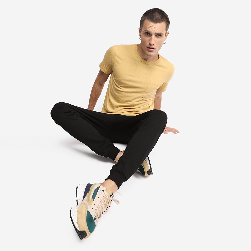 Camiseta Algodão Botonê Bolso Masculina - Amarelo Mel