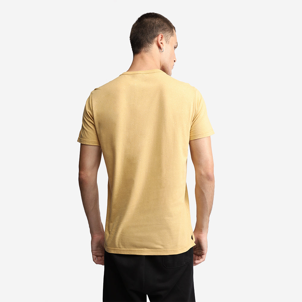 Camiseta Algodão Botonê Bolso Masculina - Amarelo Mel