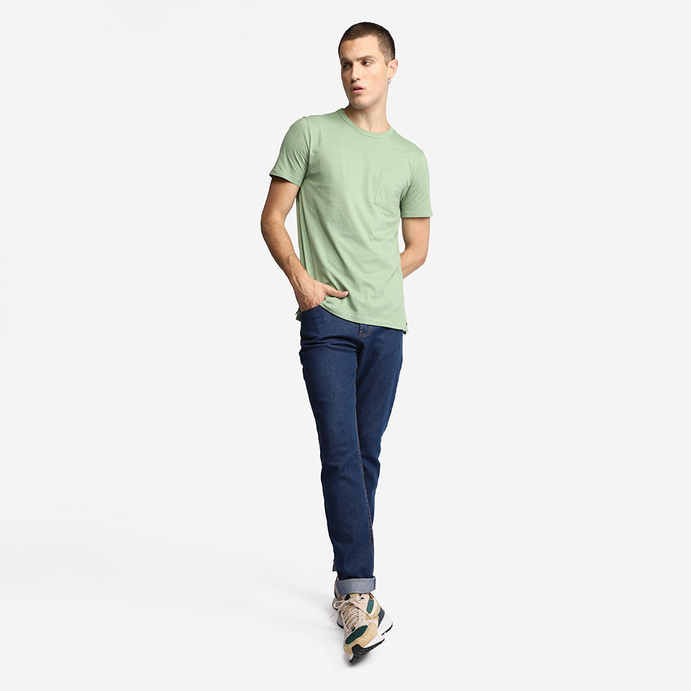 Camiseta Algodão Botonê Bolso Masculina - Verde Jade