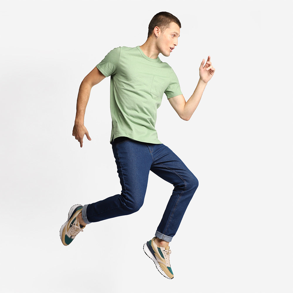 Camiseta Algodão Botonê Bolso Masculina - Verde Jade