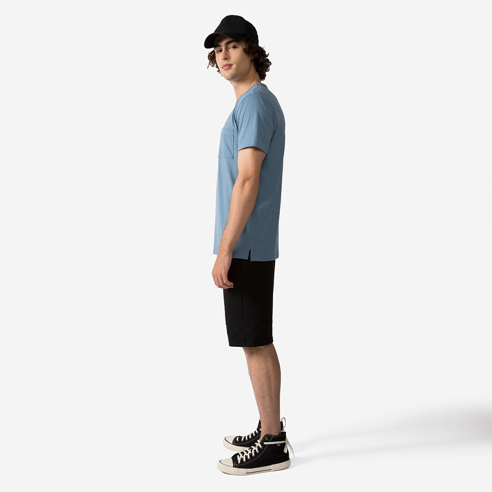 Camiseta Algodão Botonê Bolso Masculina - Azul Mineral