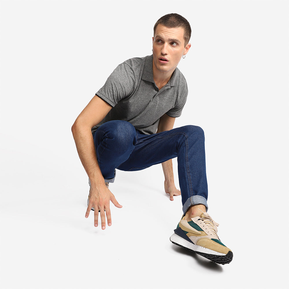 Camisa Polo Algodão Premium Friso Masculina - Mescla Escuro