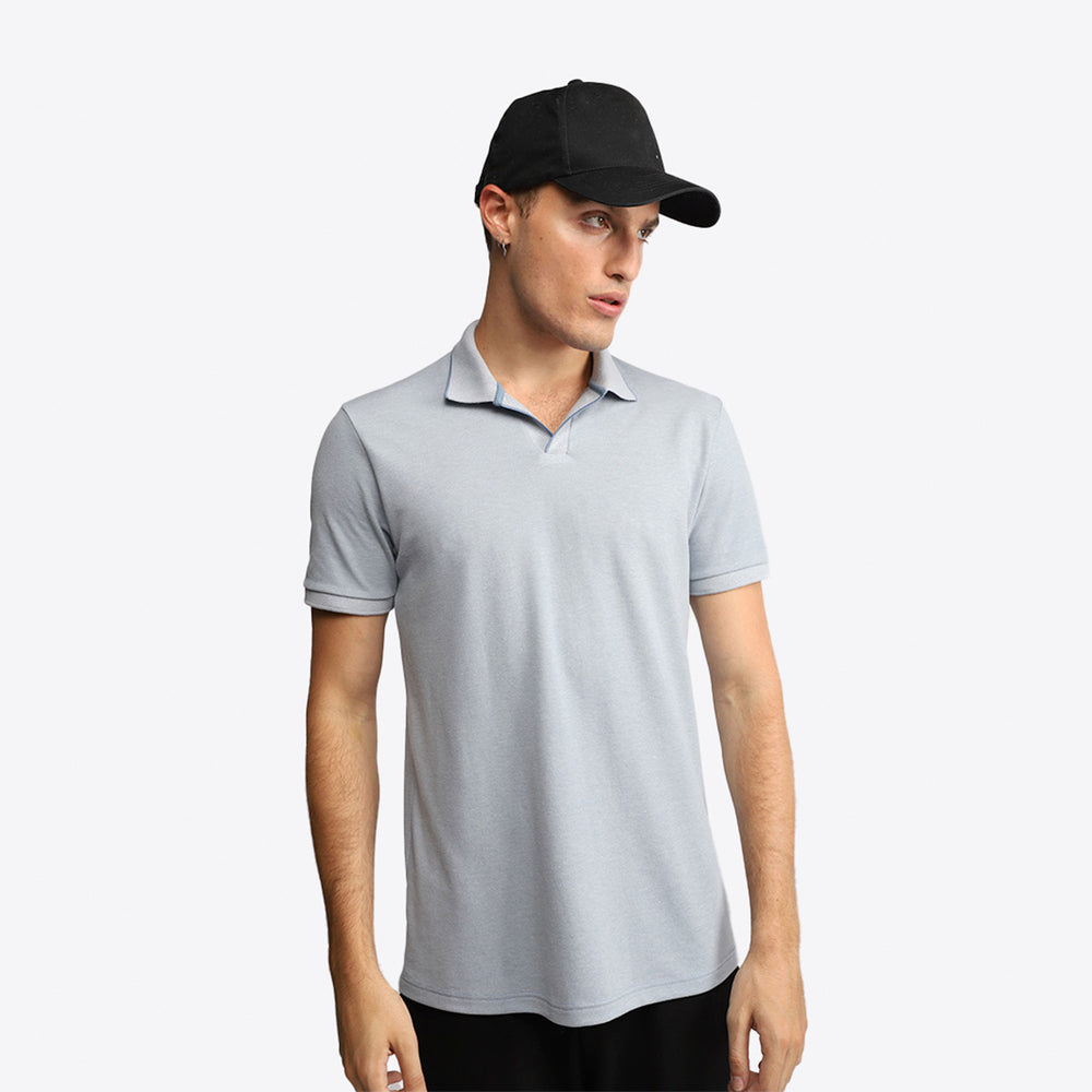 Camisa Polo Piquet Eco Friso Masculina - Azul Mineral