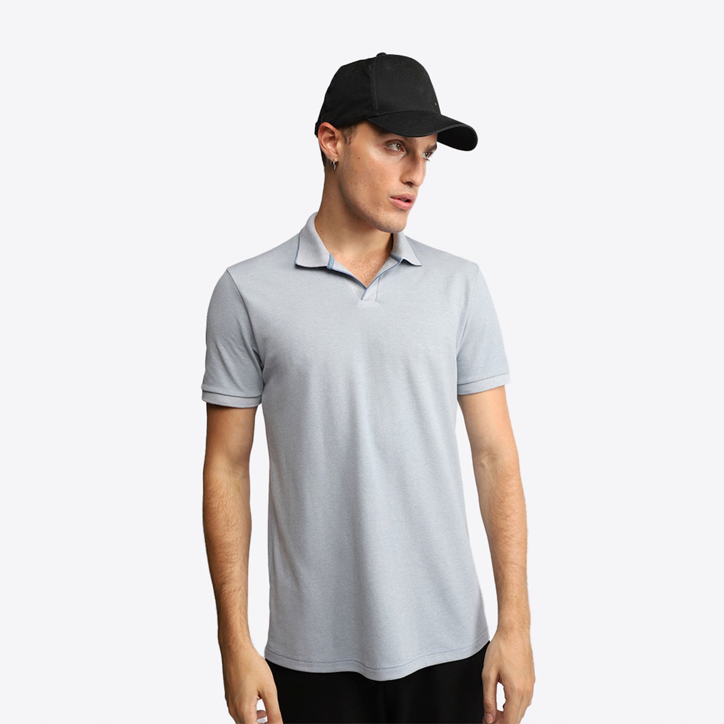 Camisa Polo Piquet Eco Friso Masculina - Azul Mineral