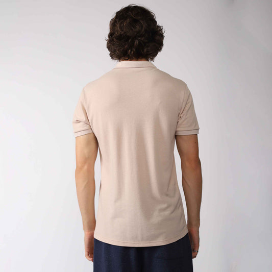 Camisa Polo Piquet Eco Friso Masculina - Bege Camel