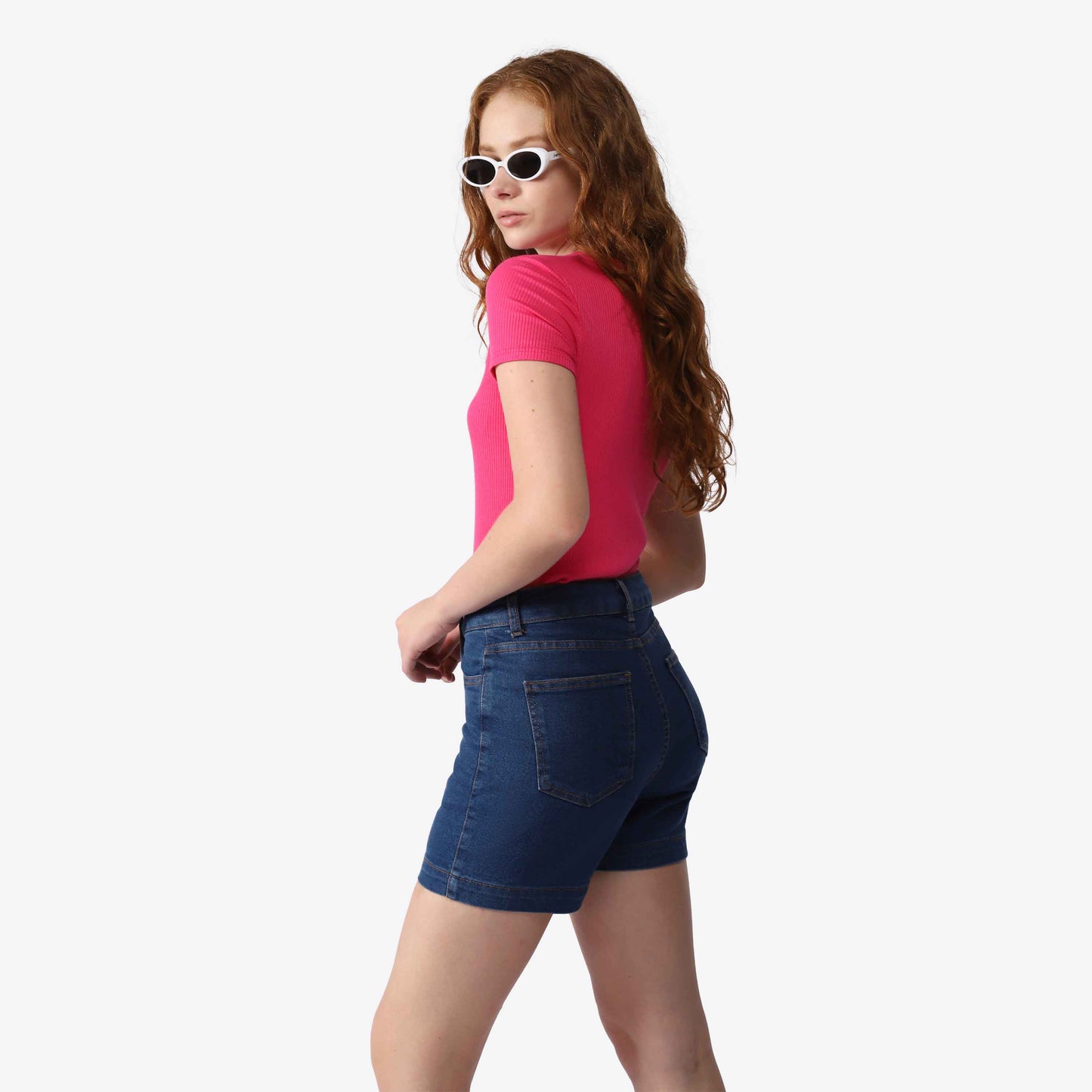 Camiseta Babylook Viscose Canelada Feminina - Rosa Fucsia