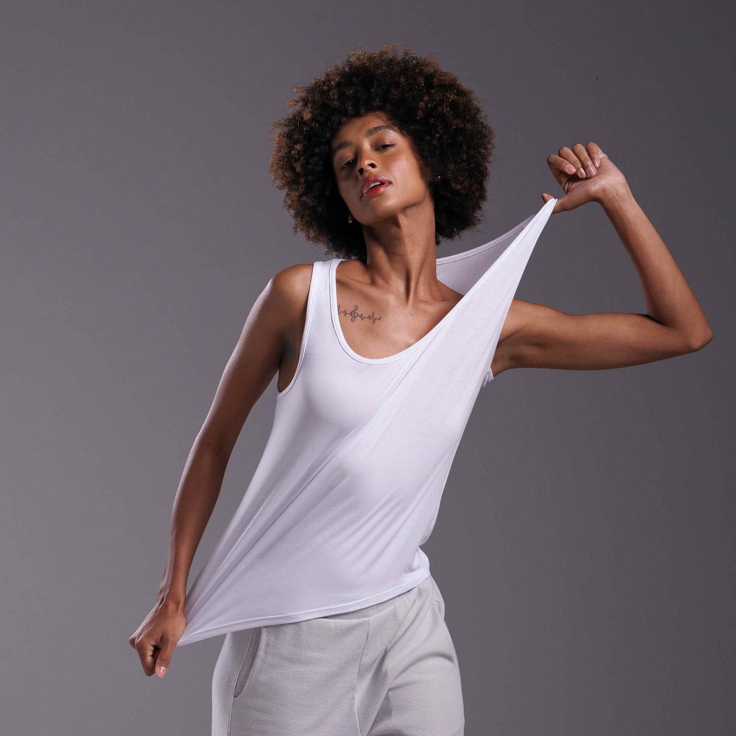 Regata Decote U Modal Feminina - Branco