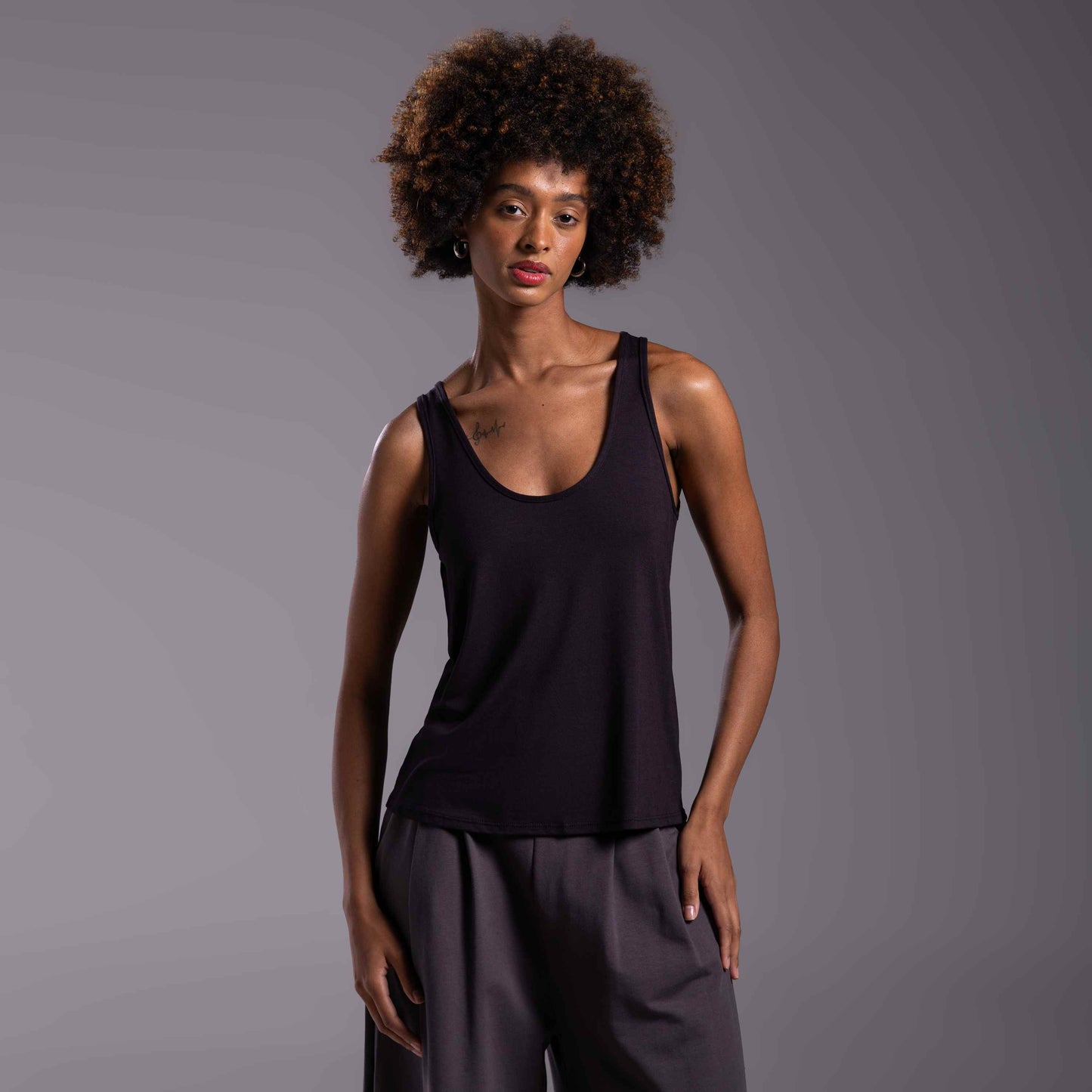 Regata Decote U Modal Feminina - Preto