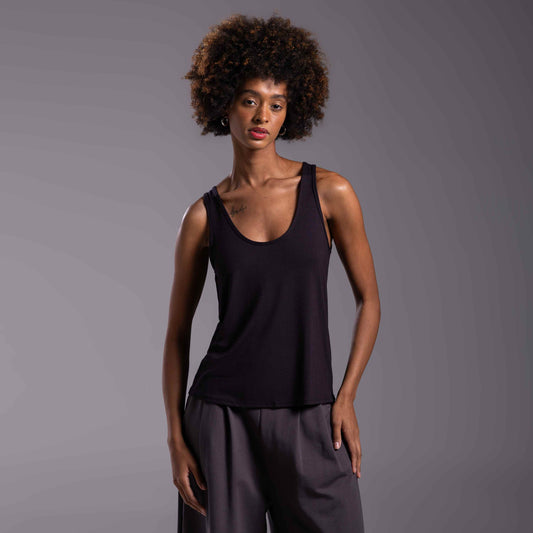 Regata Decote U Modal Feminina - Preto