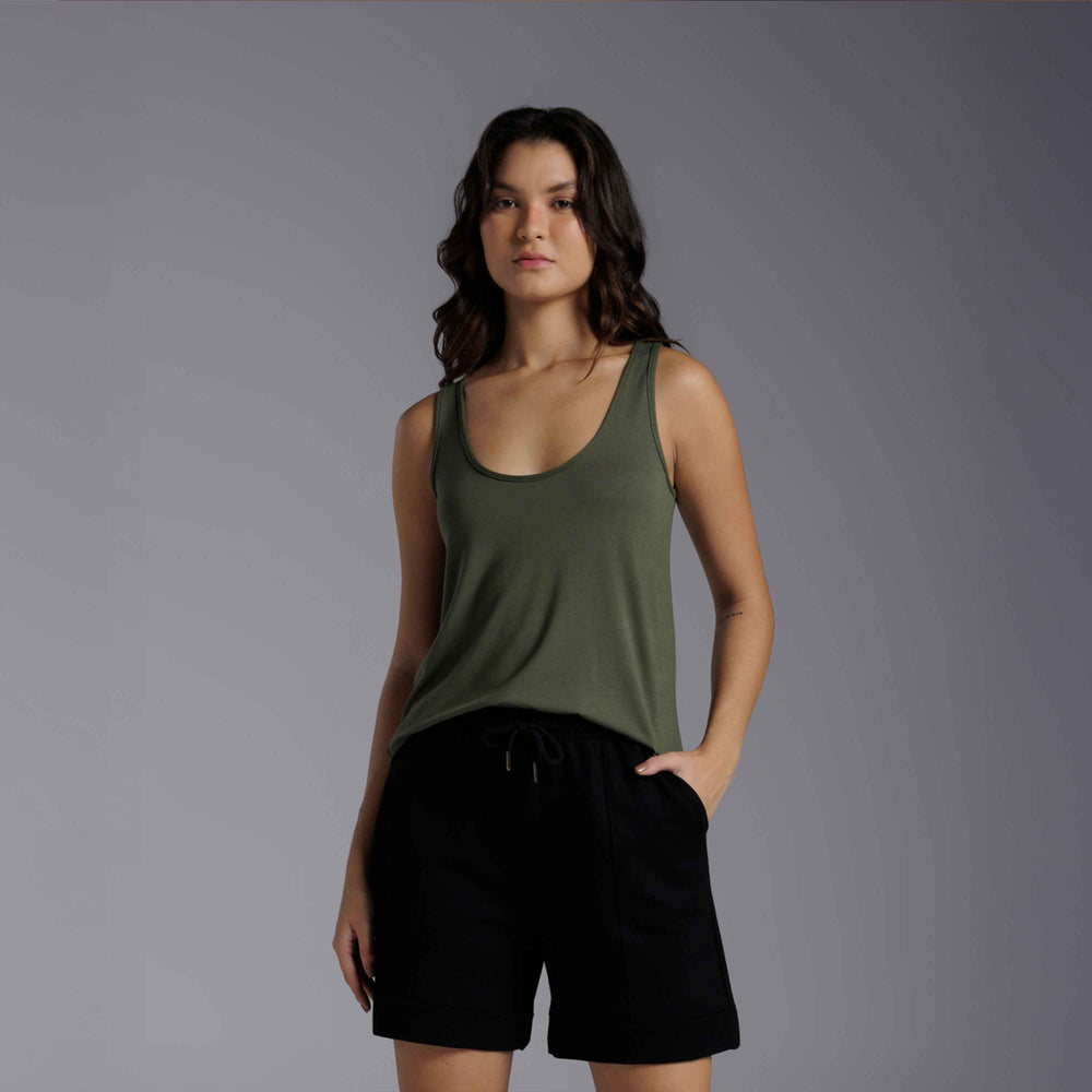 Regata Decote U Modal Feminina - Verde Figo
