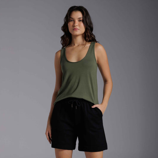 Regata Decote U Modal Feminina - Verde Figo