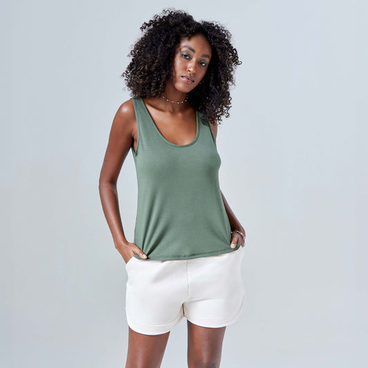 Regata Decote U Modal Feminina - Verde Figo