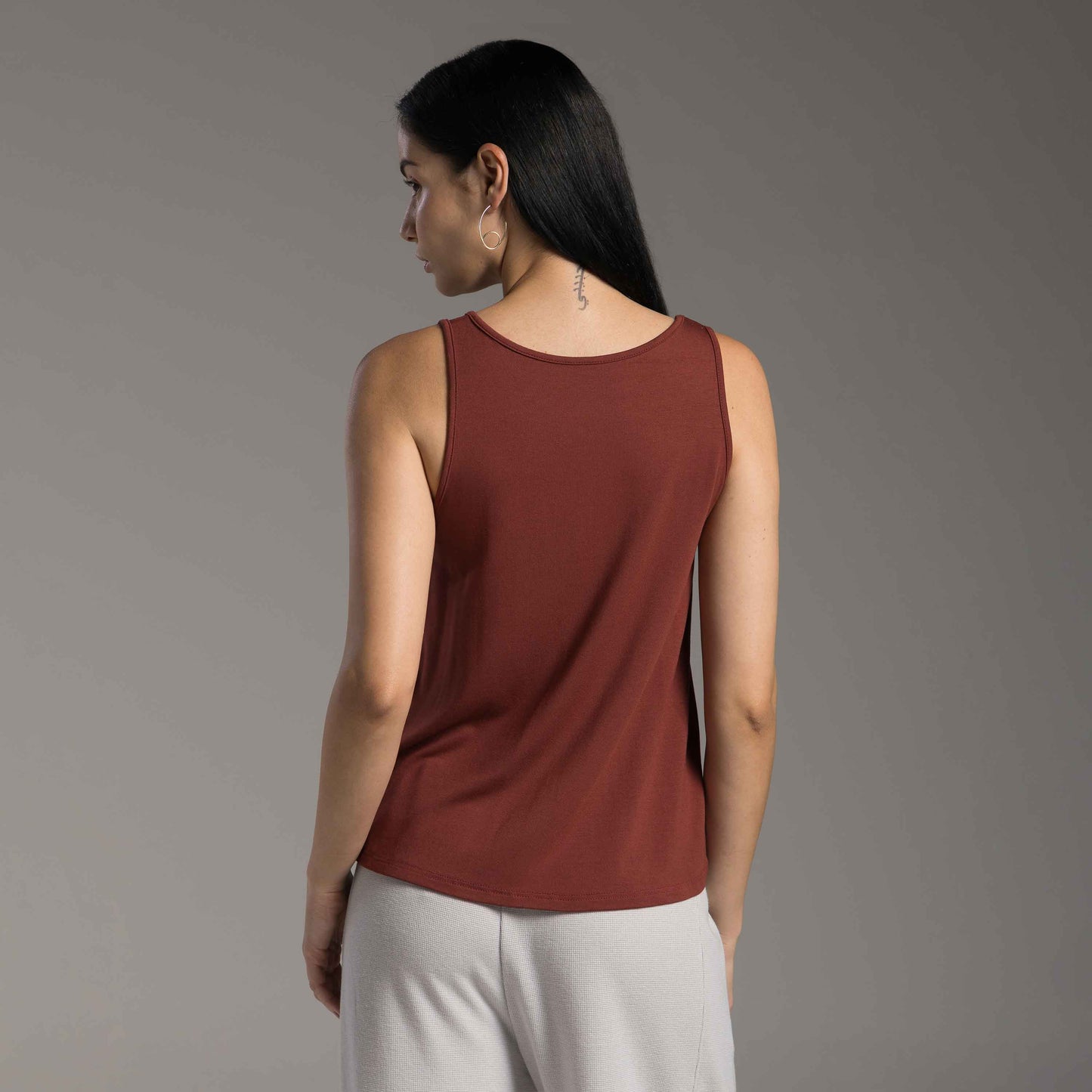 Regata Decote U Modal Feminina - Vermelho Cabernet