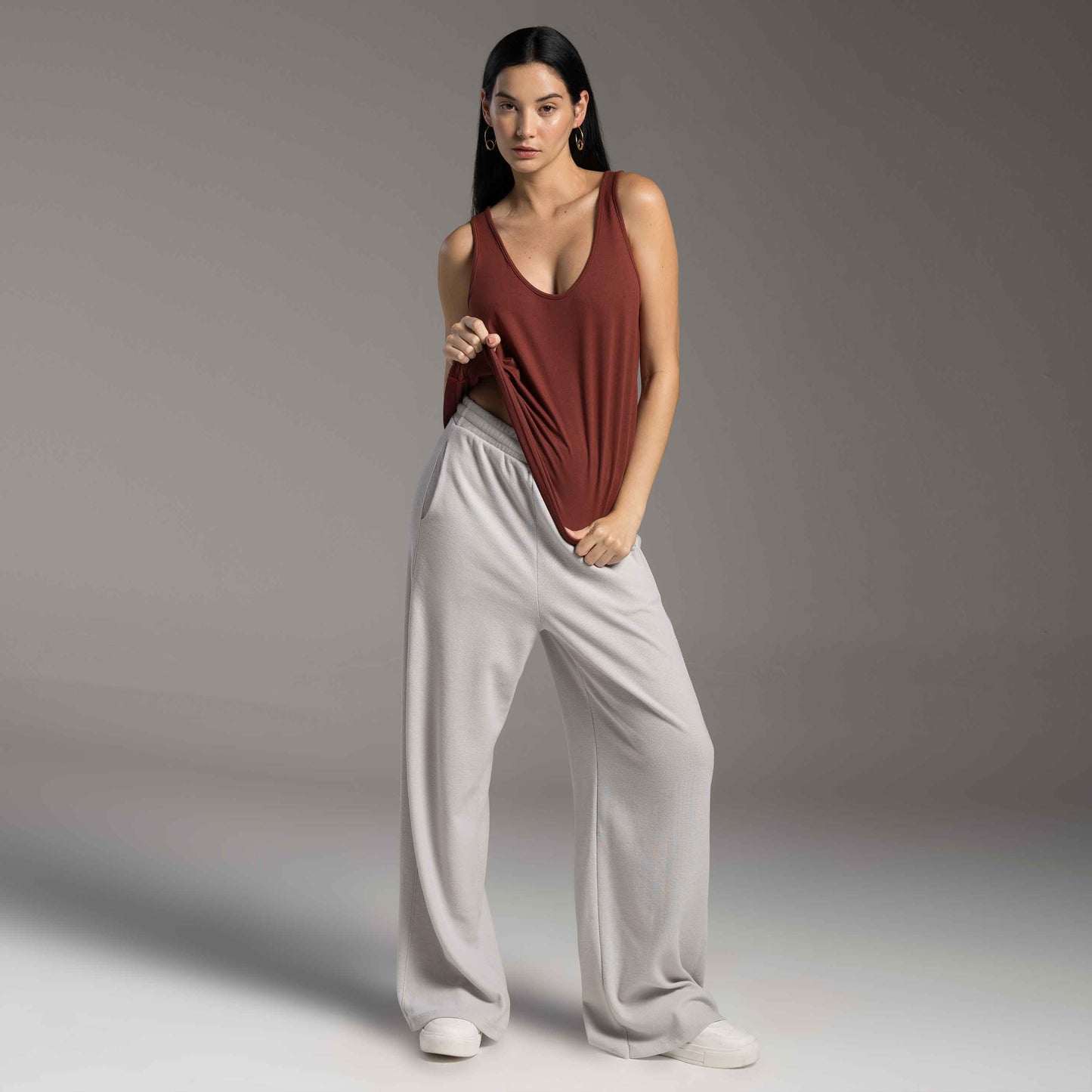 Regata Decote U Modal Feminina - Vermelho Cabernet