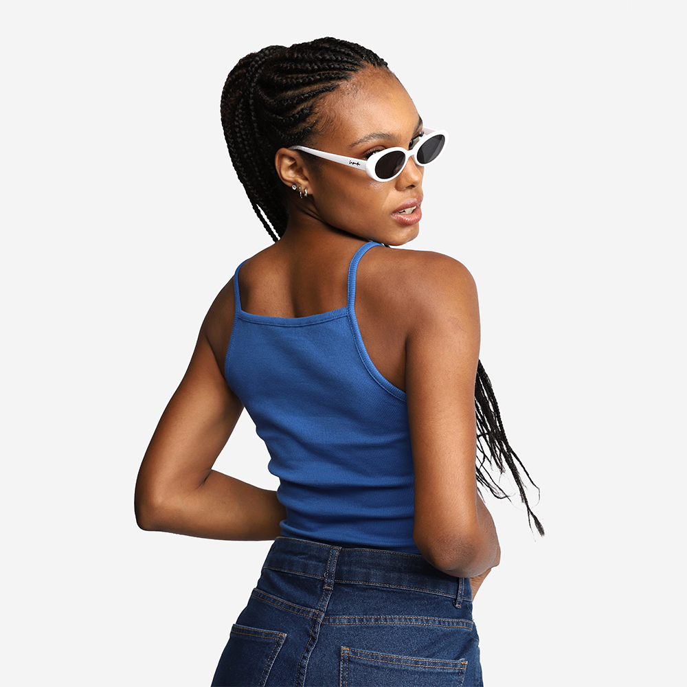 Cropped Decote Reto Ribana Feminino - Azul Classico