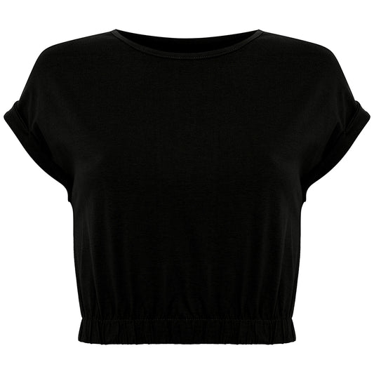 Cropped Elástico Algodão Premium Feminino - Preto