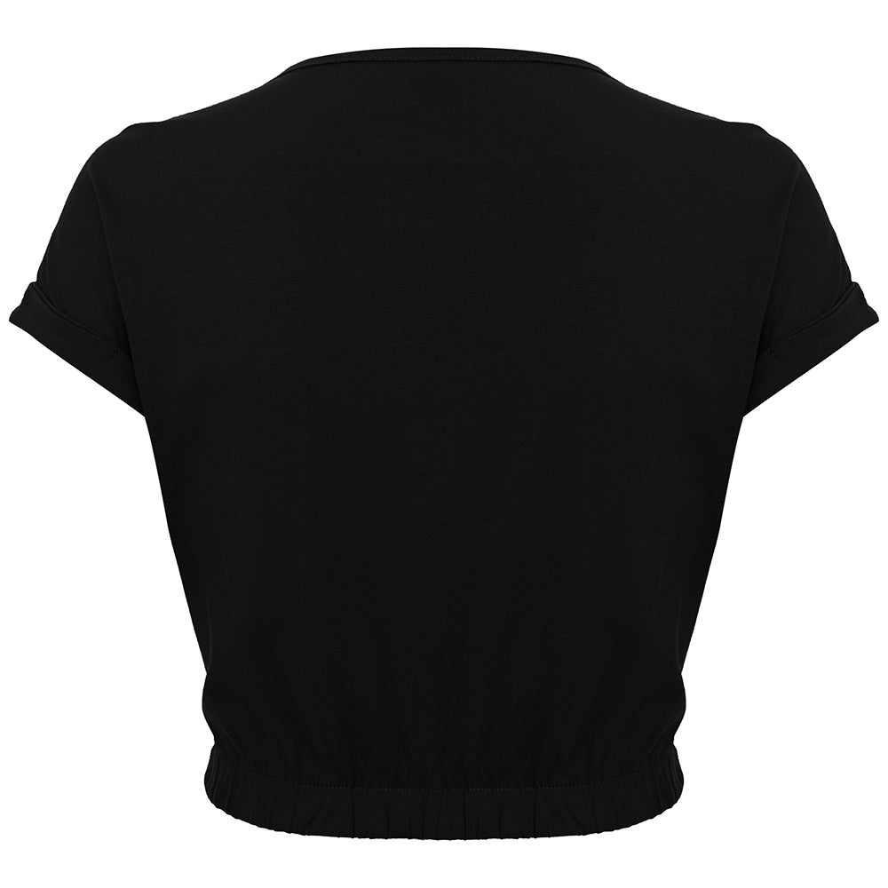 Cropped Elástico Algodão Premium Feminino - Preto