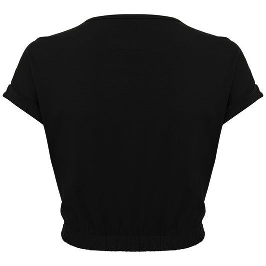 Cropped Elástico Algodão Premium Feminino - Preto