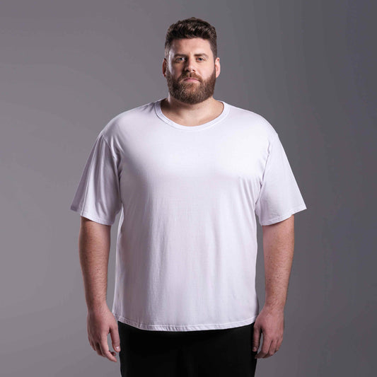 Tech T-Shirt Anti Odor Oversized Plus Masculina - Branco