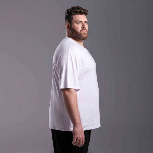 Tech T-Shirt Anti Odor Oversized Plus Masculina - Branco