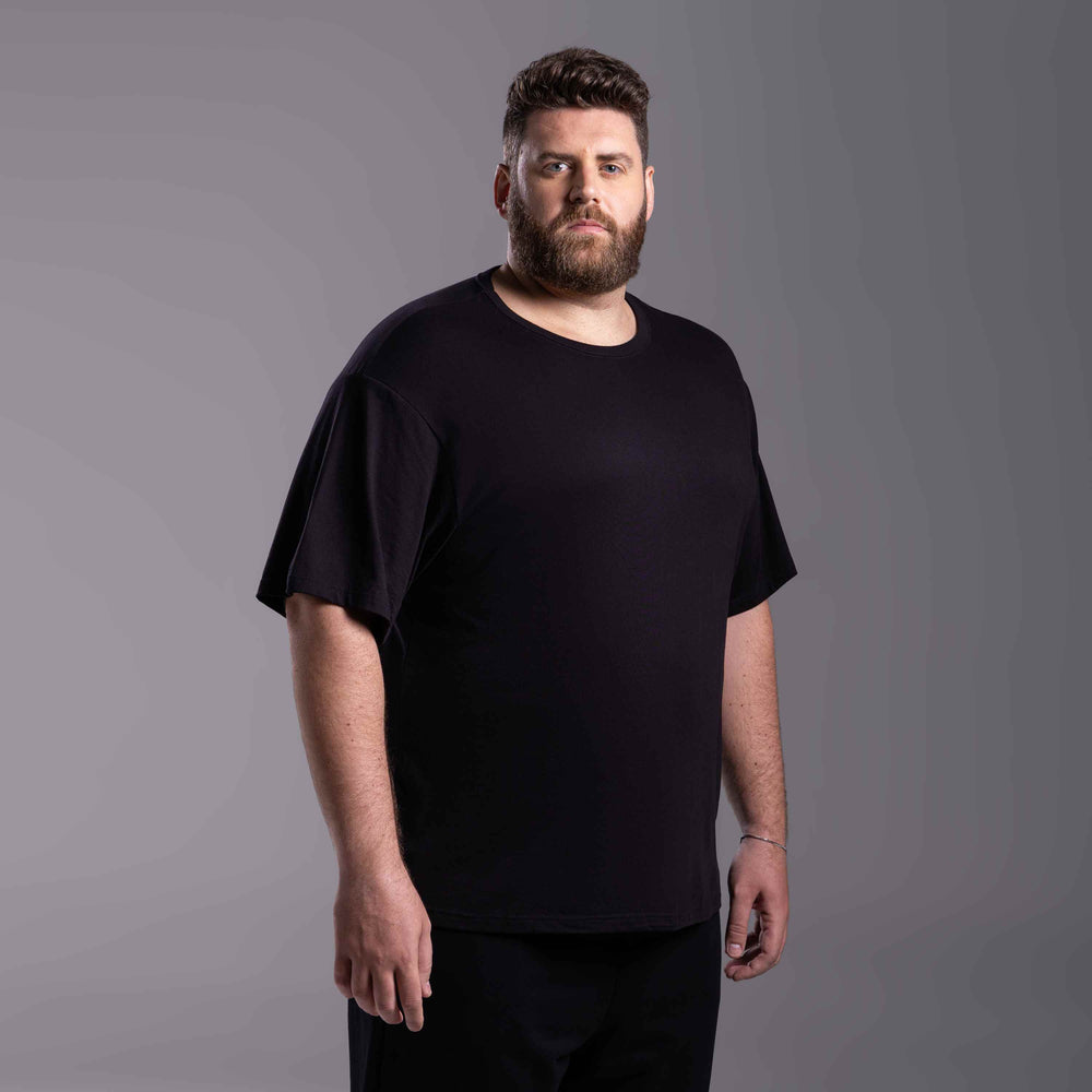 Tech T-Shirt Anti Odor Oversized Plus Masculina - Preto