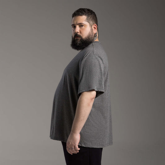 Tech T-Shirt Anti Odor Oversized Plus Masculina - Mescla Escuro