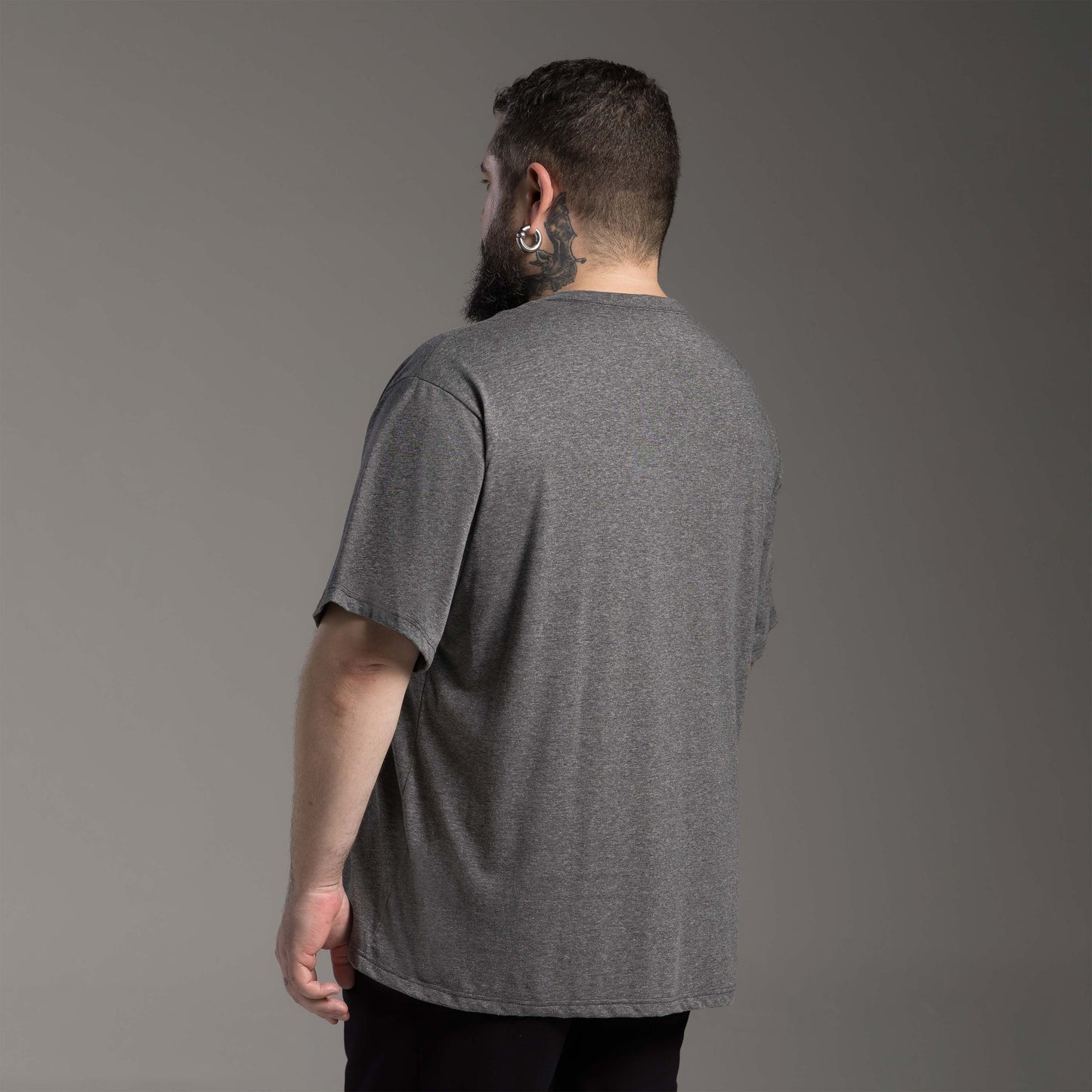 Tech T-Shirt Anti Odor Oversized Plus Masculina - Mescla Escuro