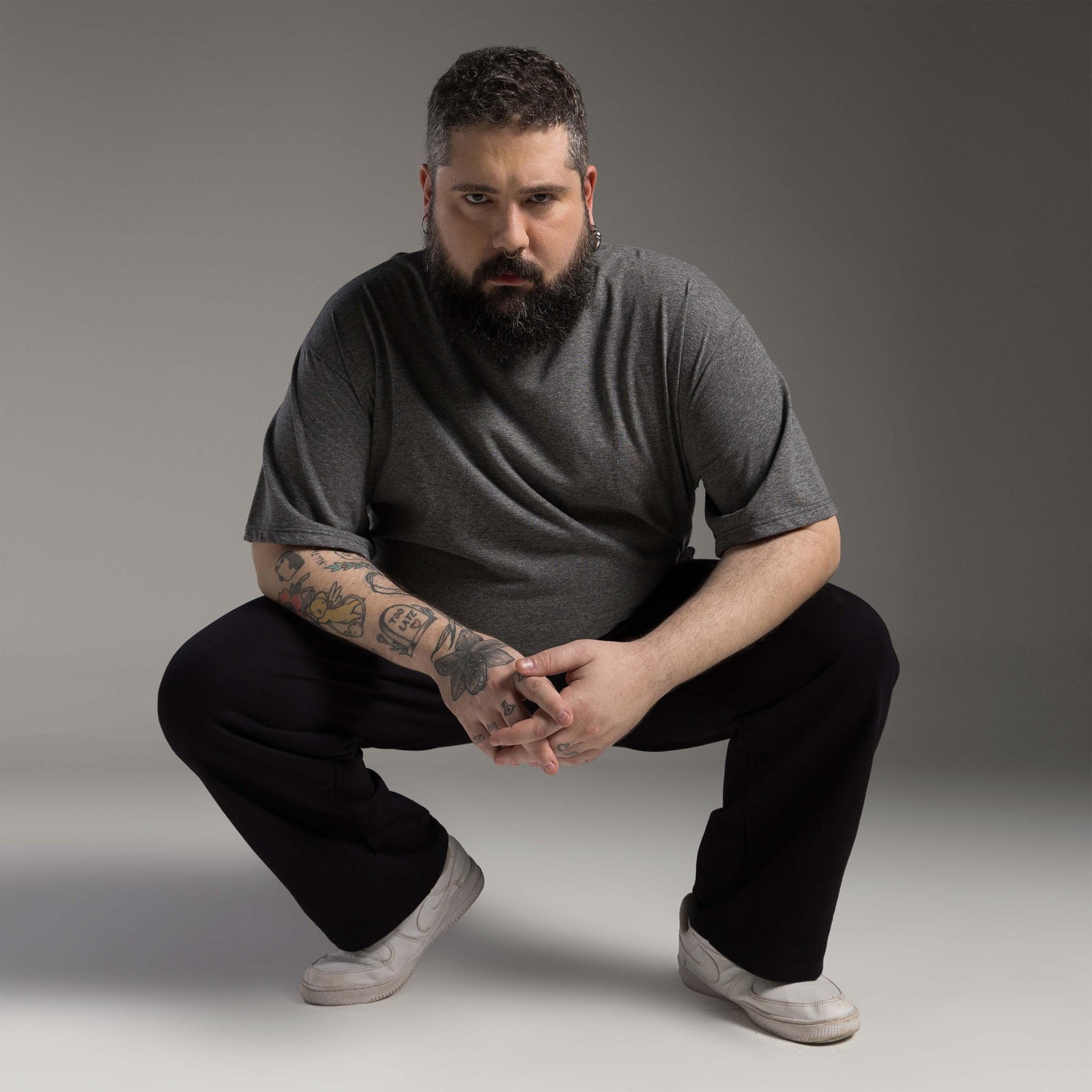 Tech T-Shirt Anti Odor Oversized Plus Masculina - Mescla Escuro