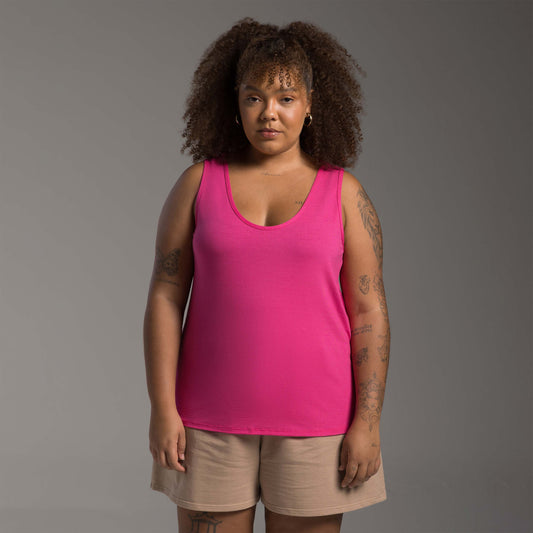 Regata Decote U Modal Plus Feminina - Rosa Fucsia