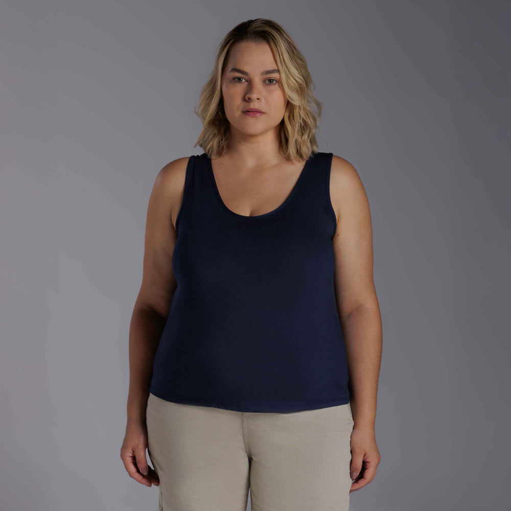 Regata Decote U Modal Plus Feminina - Azul Marinho