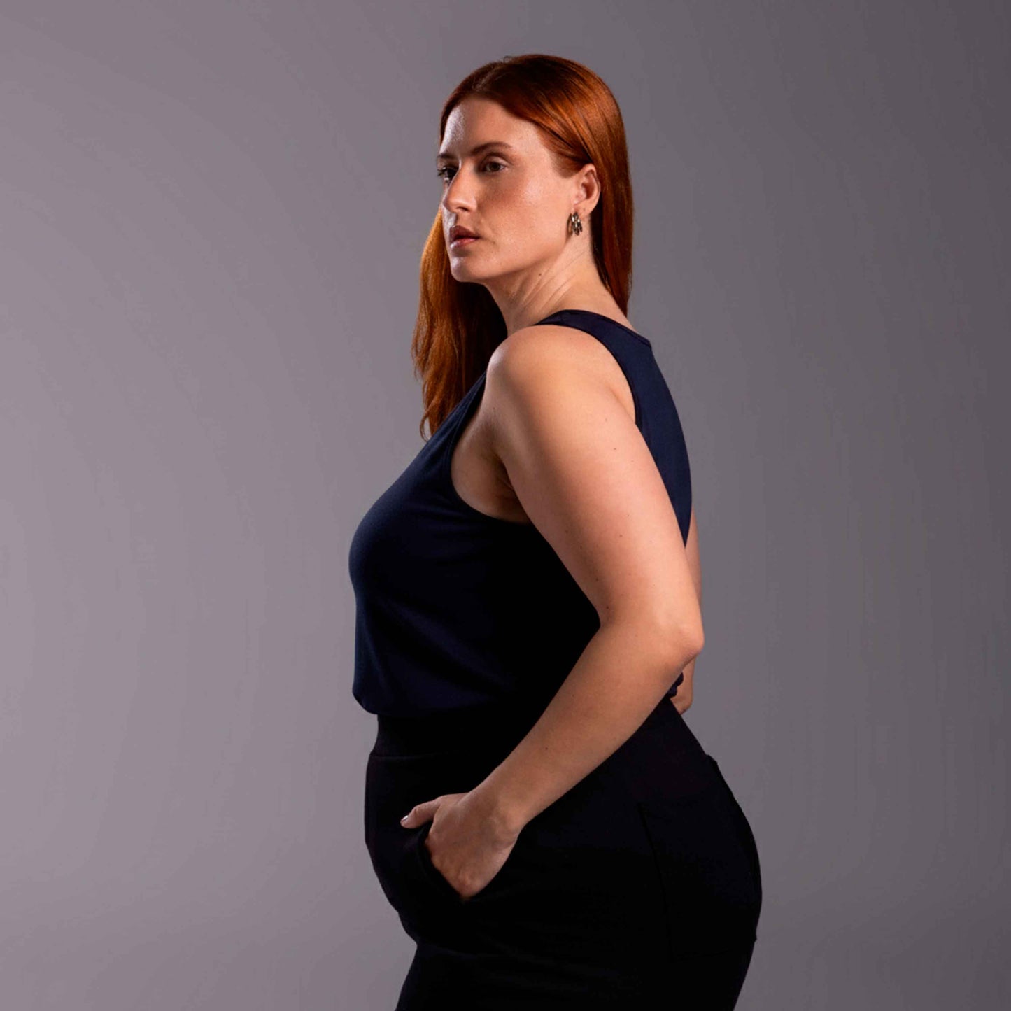 Regata Decote U Modal Plus Feminina - Azul Marinho