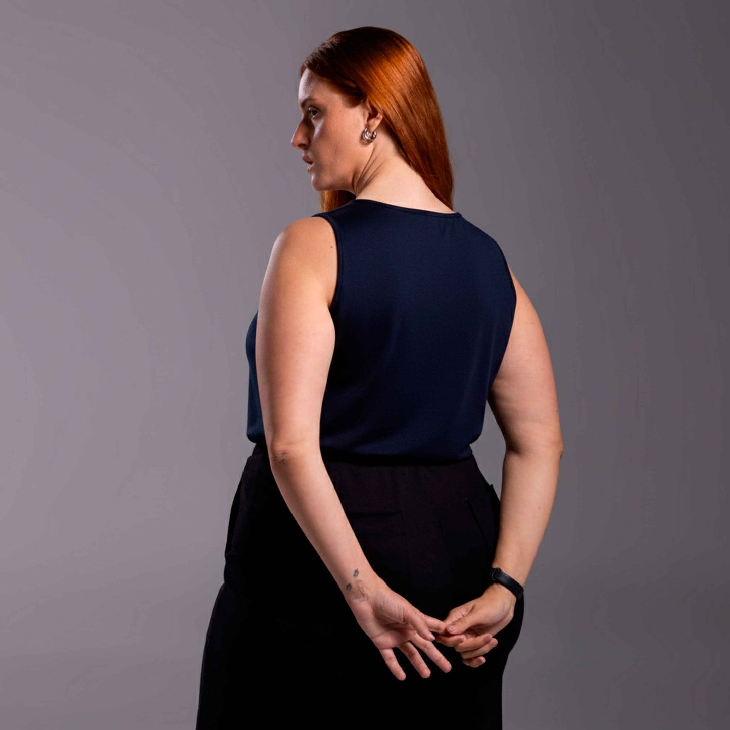 Regata Decote U Modal Plus Feminina - Azul Marinho