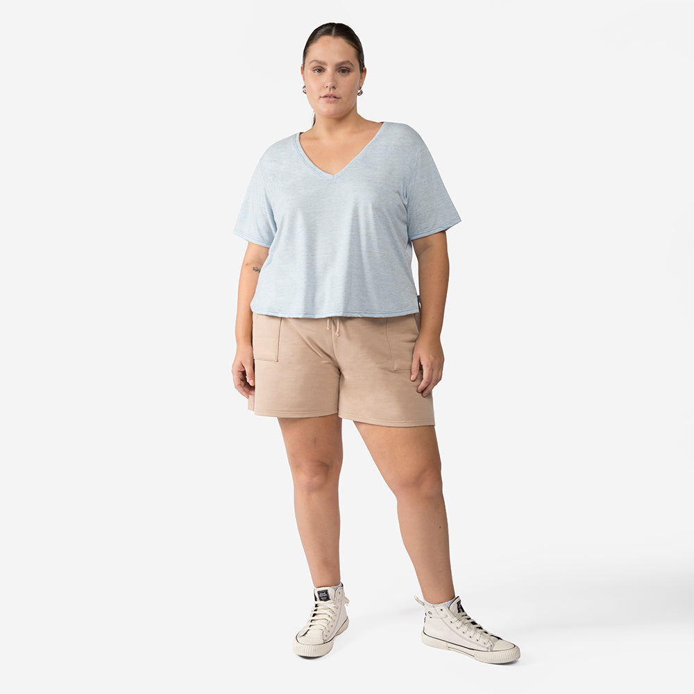 Camiseta Cropped Eco Plus Feminina - Azul Mineral